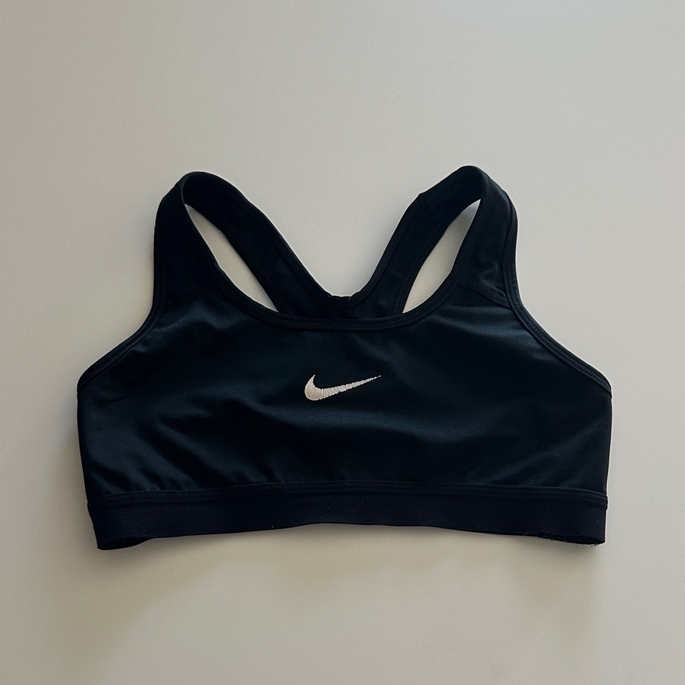 Nike Women's Black Sports Bra with White Logo